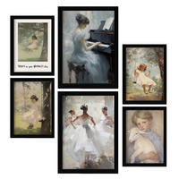 POSTER Set Mit 6 Kindheit Des Mädchens A3 & A4 Schwarzer Rahmen - Schwarz, Papier (29/3cm) - Nacnic