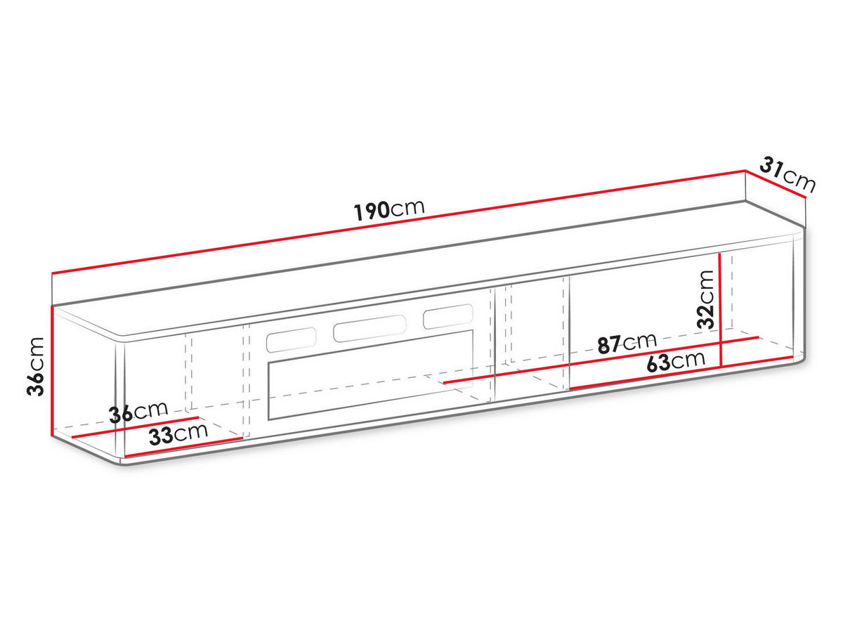 TV-LOWBOARD Philippe 190 mit Kamin - Kaschmir, Holzwerkstoff (190/36/31cm) - MIRJAN24