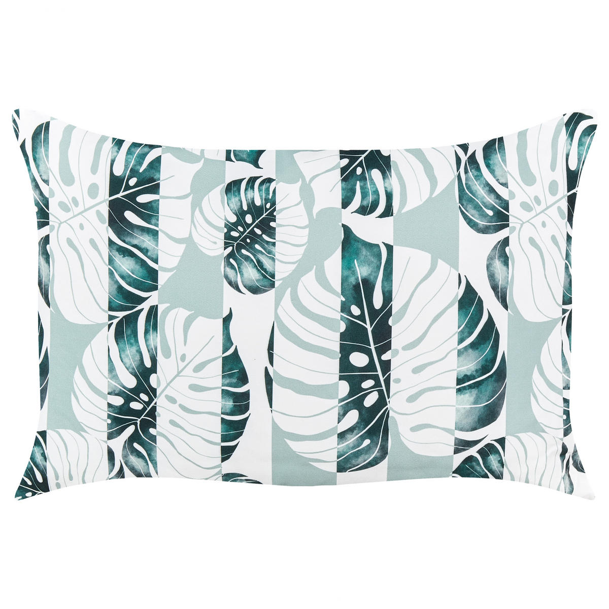 OUTDOOR-KISSEN 2er-Set Blattmuster grün 40/60 cm Termini - Hellgrau, Textil (40/60cm) - Beliani