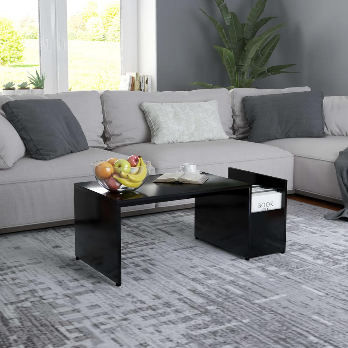 COUCHTISCH Schwarz 90x45x35 cm Holzwerkstoff - Schwarz, Holzwerkstoff (90/45/35cm) - furnicato