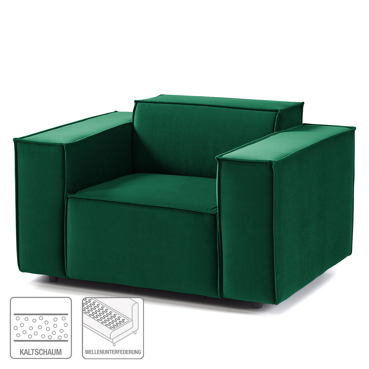 SESSEL - Dunkelgrün/Schwarz, Kunststoff/Textil (120/70/96cm) - home24