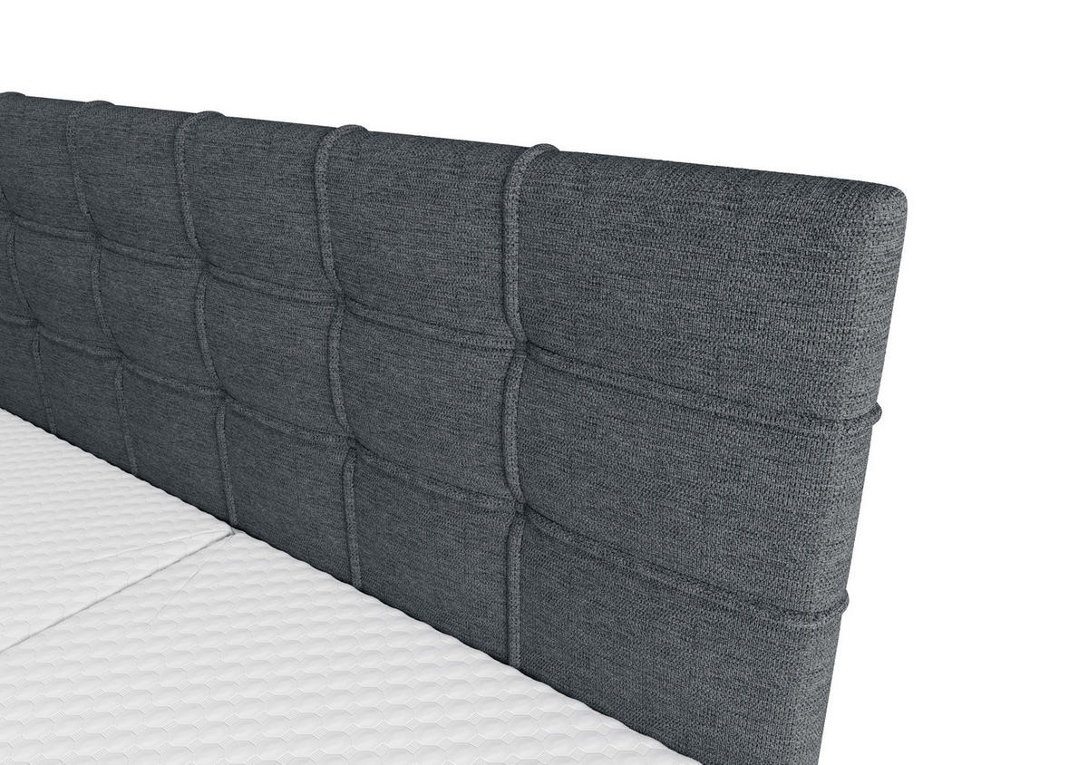 BOXBETT INAO 180x200 mit Matratze H3, Bonell und Topper ARAGON 93 - Dunkelgrau, Textil (180/200cm) - Bedante