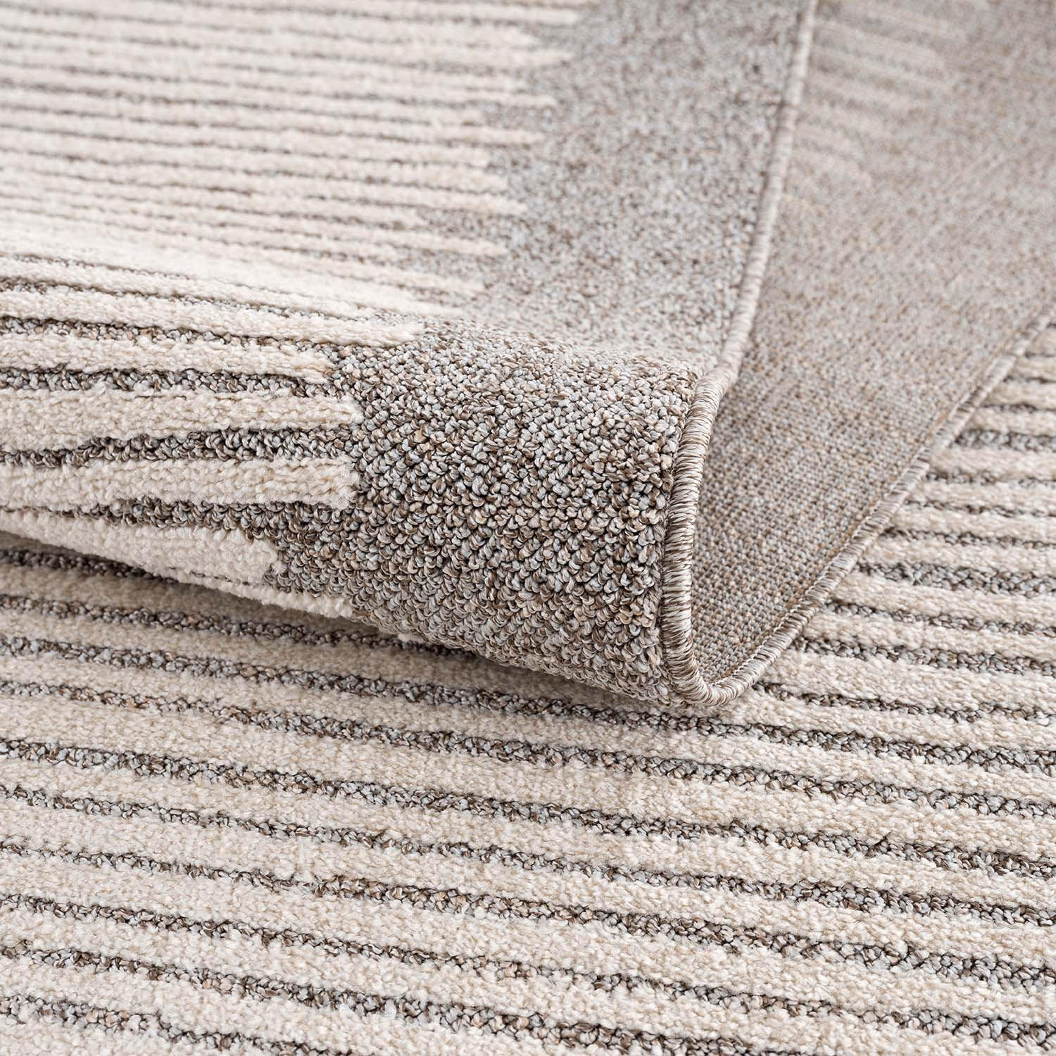 Thumbnail - carpet city Kurzflor-Teppich, Braun, Textil, Gestreift, Rechteckig, 120x170 cm, Oeko-Tex® Standard 100, für Fußbodenheiz...