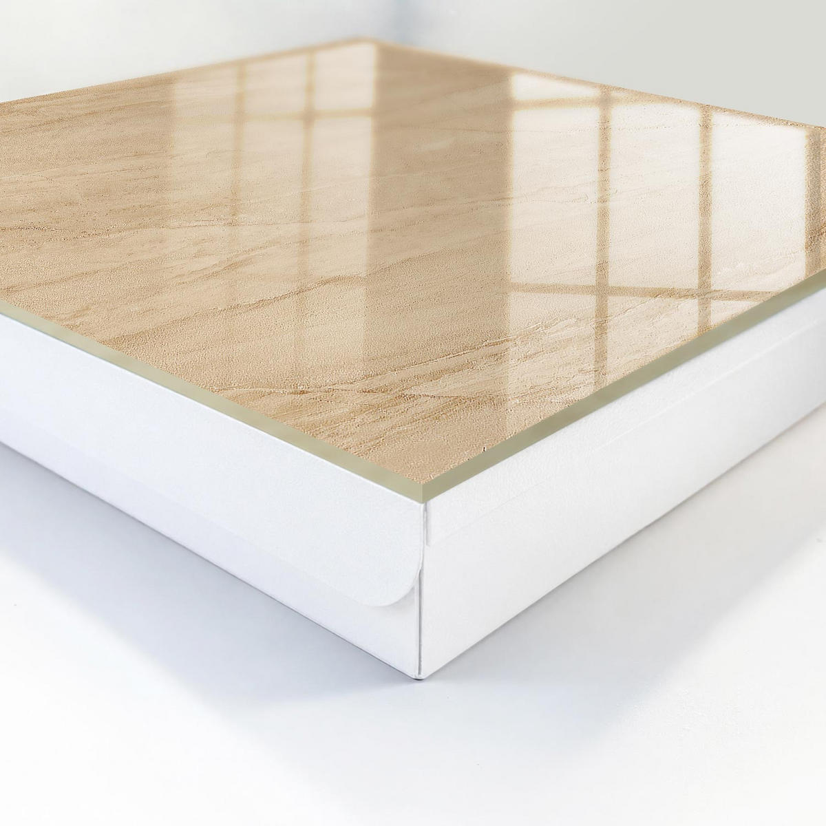 SCHLÜSSELBOX Weiß 30x30 cm – Türöffnung nach rechts - Beiger Marmor - Beige, Metall (30/30/5cm) - TULUP