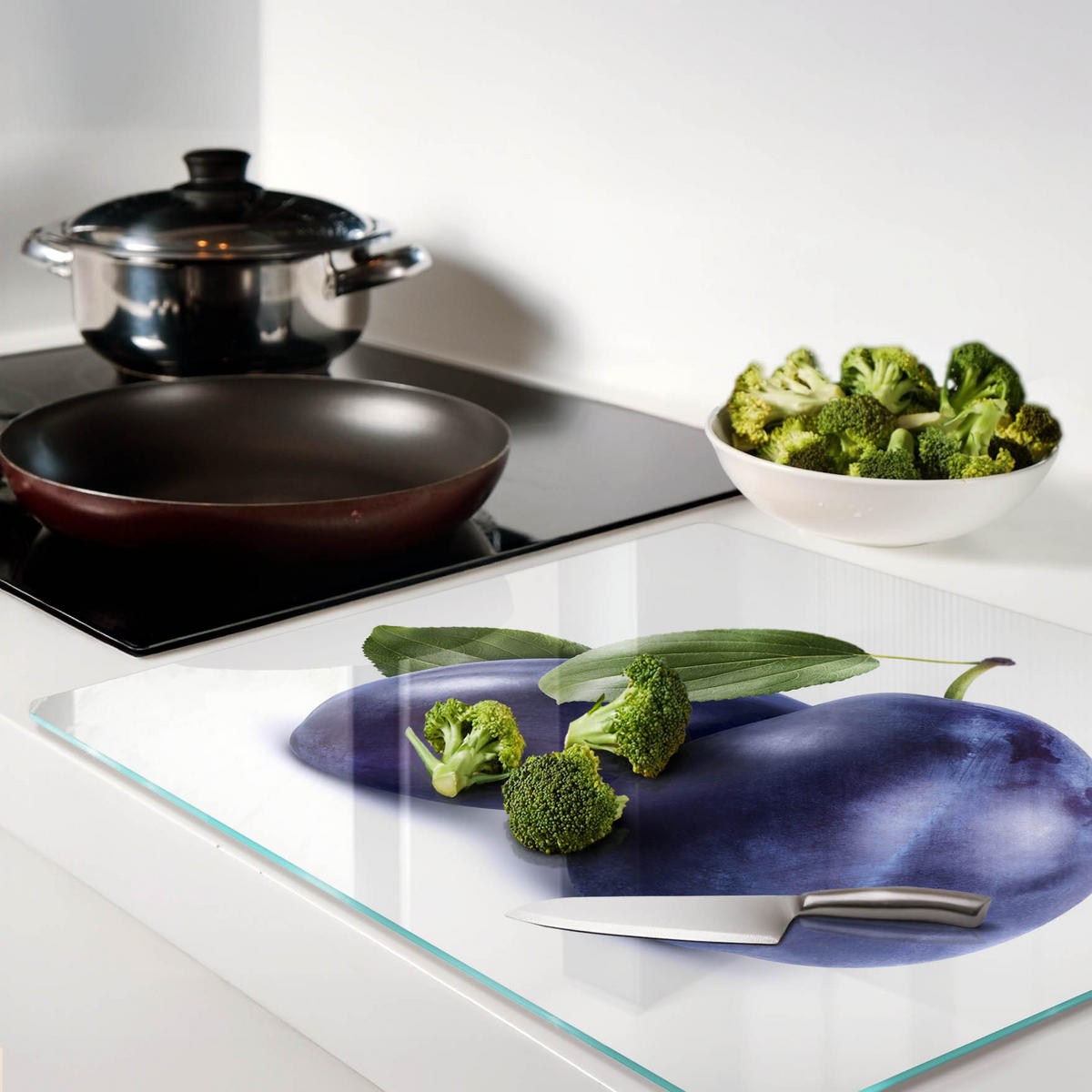 GLASPLATTE 60x52 cm Pflaumen - Blau, Glas (60/0.4/52cm) - TULUP