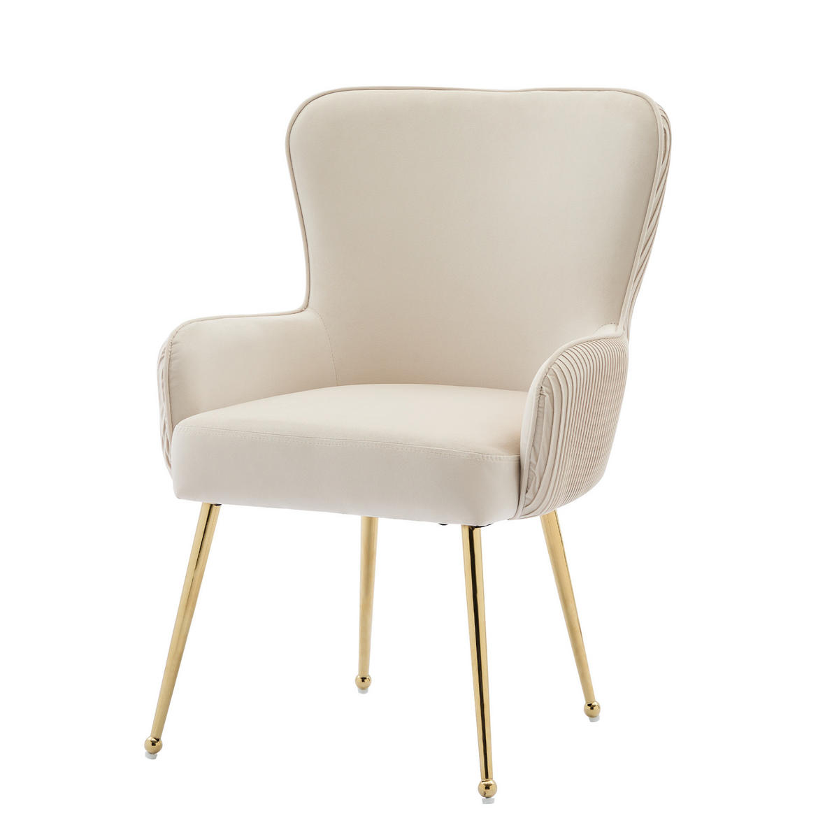 ESSZIMMERSTUHL 2er-Set mit Armlehnen Samt Beige/Gold - Beige, Metall (47.5/83/57cm) - Meubliv