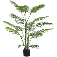 KÜNSTLICHE Palme groß 175 cm Kunstpflanze im Topf mit UV-Schutz für Garten - Schwarz/Grün, Kunststoff (175cm) - HOMCOM