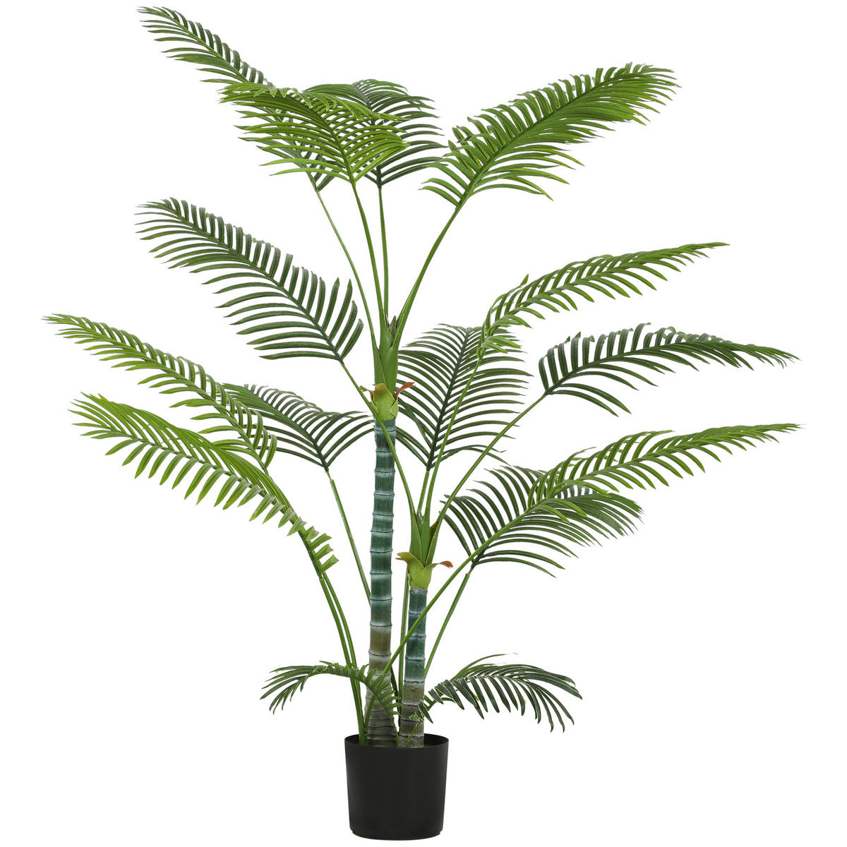 KÜNSTLICHE Palme groß 175 cm Kunstpflanze im Topf mit UV-Schutz für Garten - Schwarz/Grün, Kunststoff (175cm) - HOMCOM