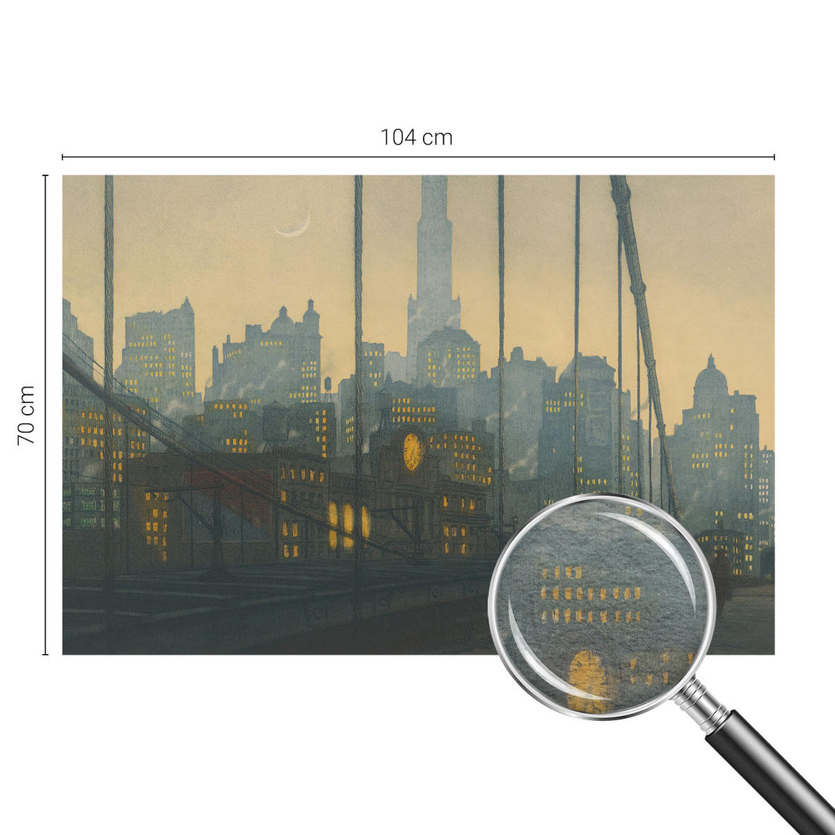 FOTOTAPETE 104x70 cm - Abendpanorama - Grau, Textil (104/70cm) - Wallfluent