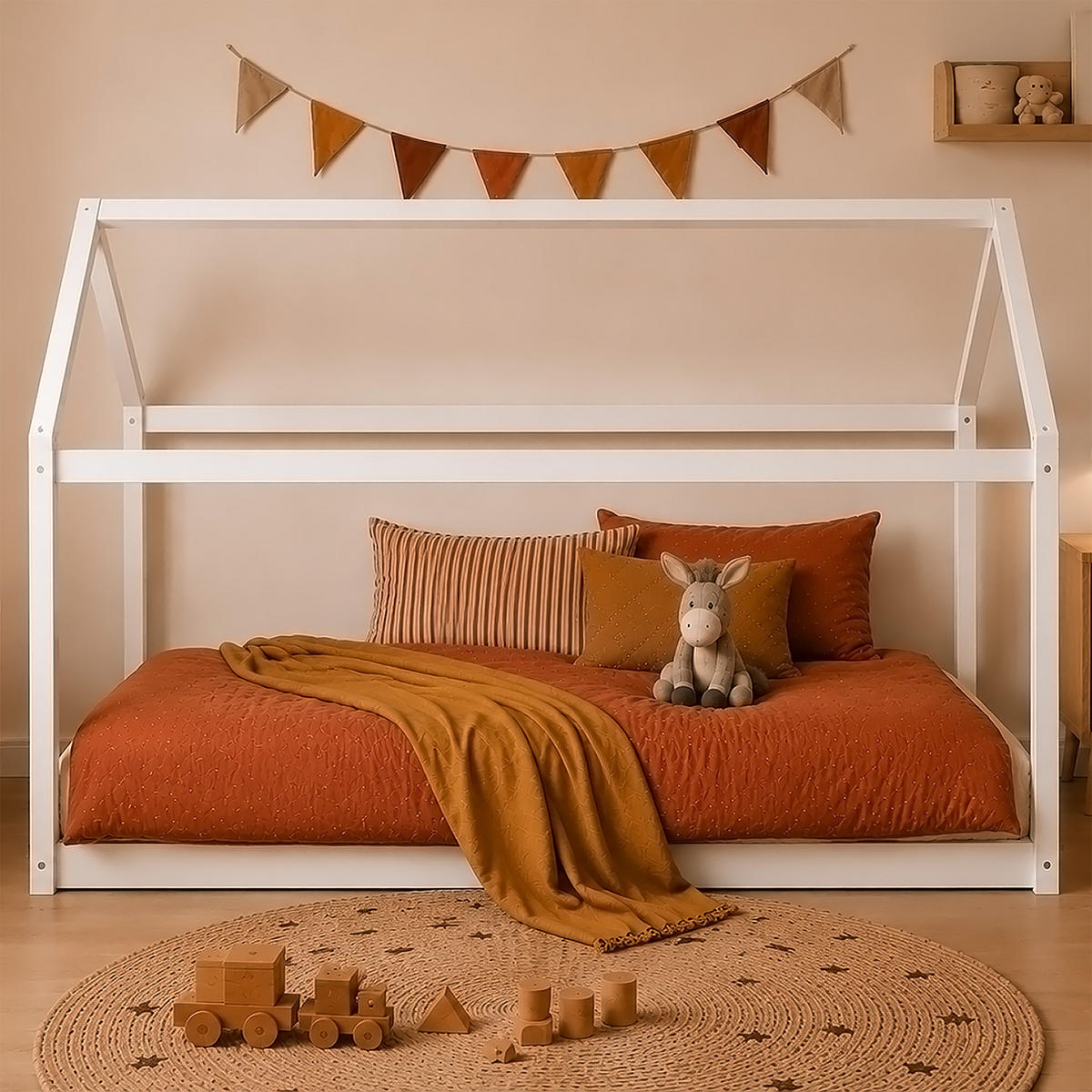 HAUSBETT 90/200 cm weiß - Weiß, Holz (206/141/96cm) - Homestyle4u
