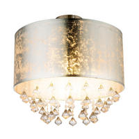 LED DECKENLEUCHTE Textil Silber Kristalloptik - Silberfarben, Metall (40/40/38cm) - Globo Lighting