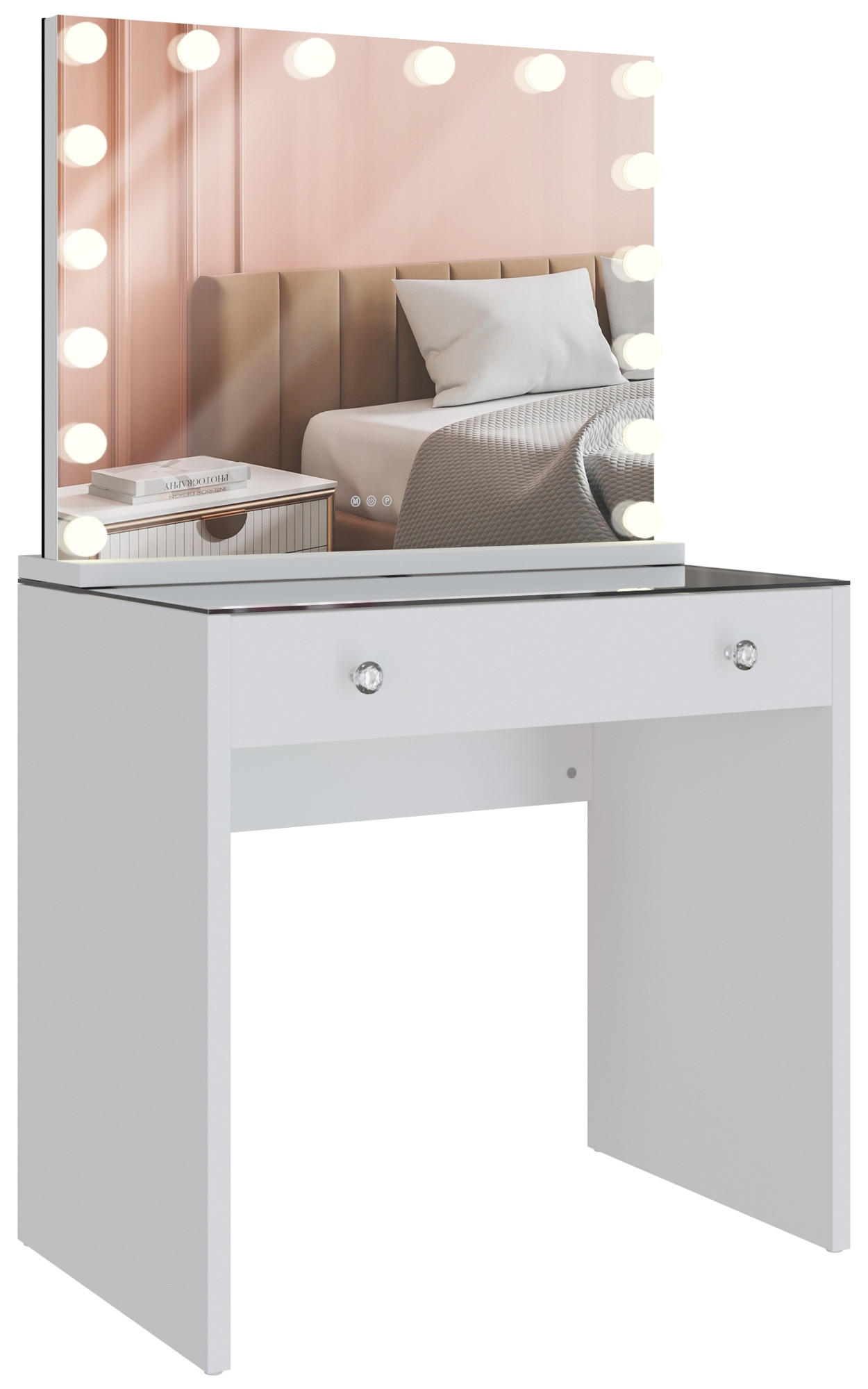SCHMINKTISCH eckig 80/50/143 cm Holz weiß - Weiß, Holz (80/143/50cm) - CLP