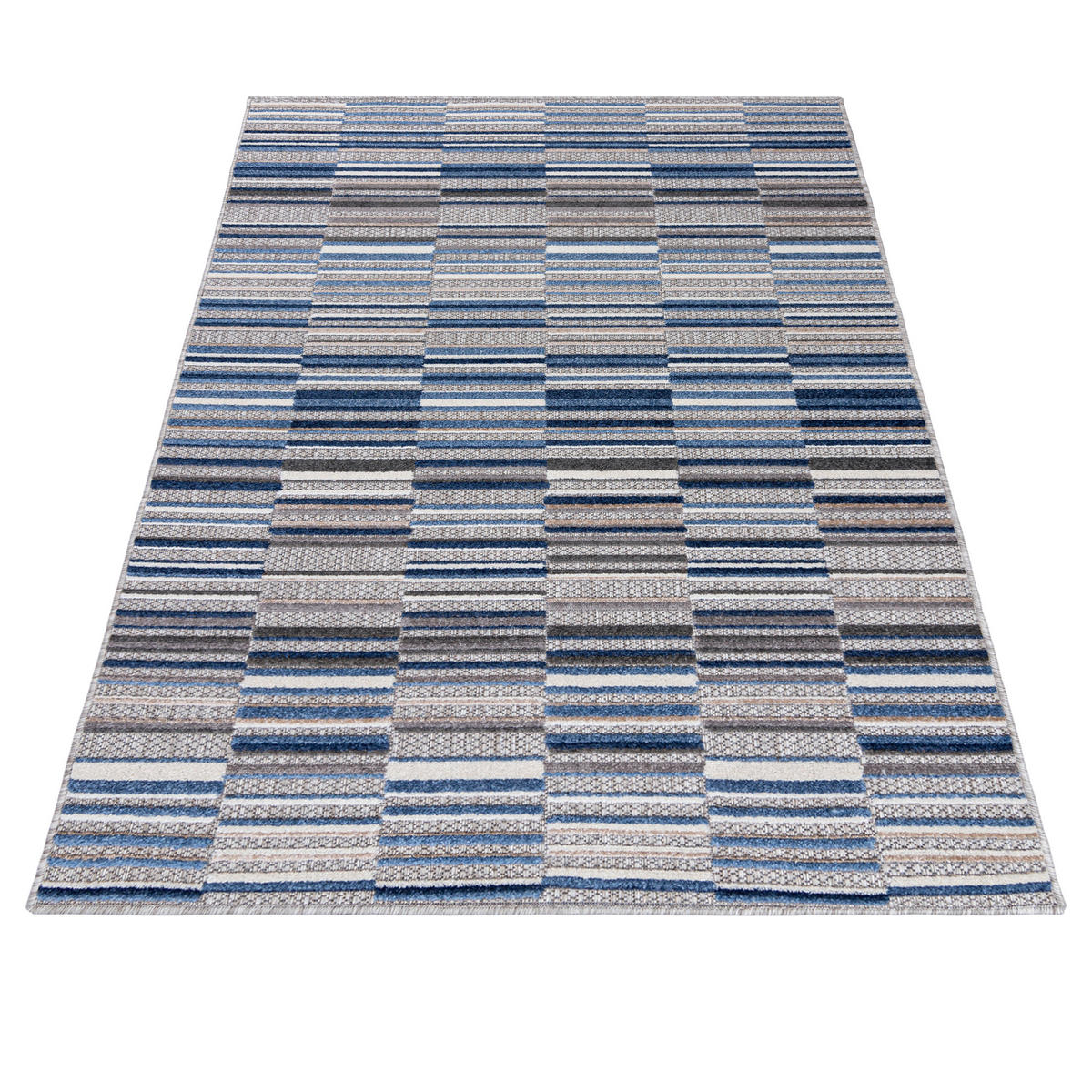 TEPPICH In-Outdoor Blau Abstract, Kühlergrill - Kurzflor Rechteckig Grau - 80 x 150 cm - Blau, Textil (80/150cm) - Mazovia