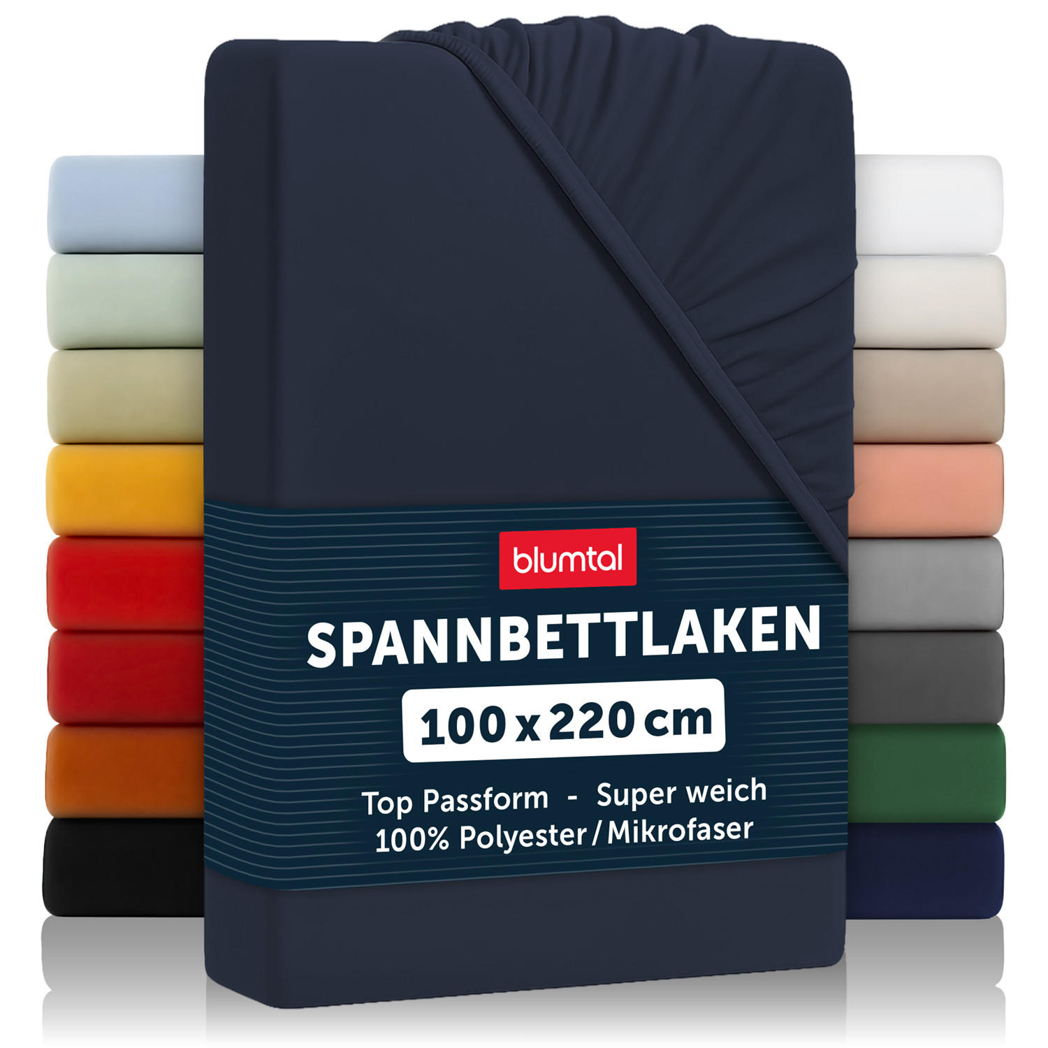 SPANNBETTLAKEN 2er-Set 100/220/30 cm Dunkelblau - Dunkelblau, Textil (100/220cm) - Blumtal