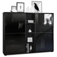 HIGHBOARD Cuba Türen in Schwarz Hochglanz - Schwarz Hochglanz, Holzwerkstoff (130.5/105.5/35.5cm) - Vladon