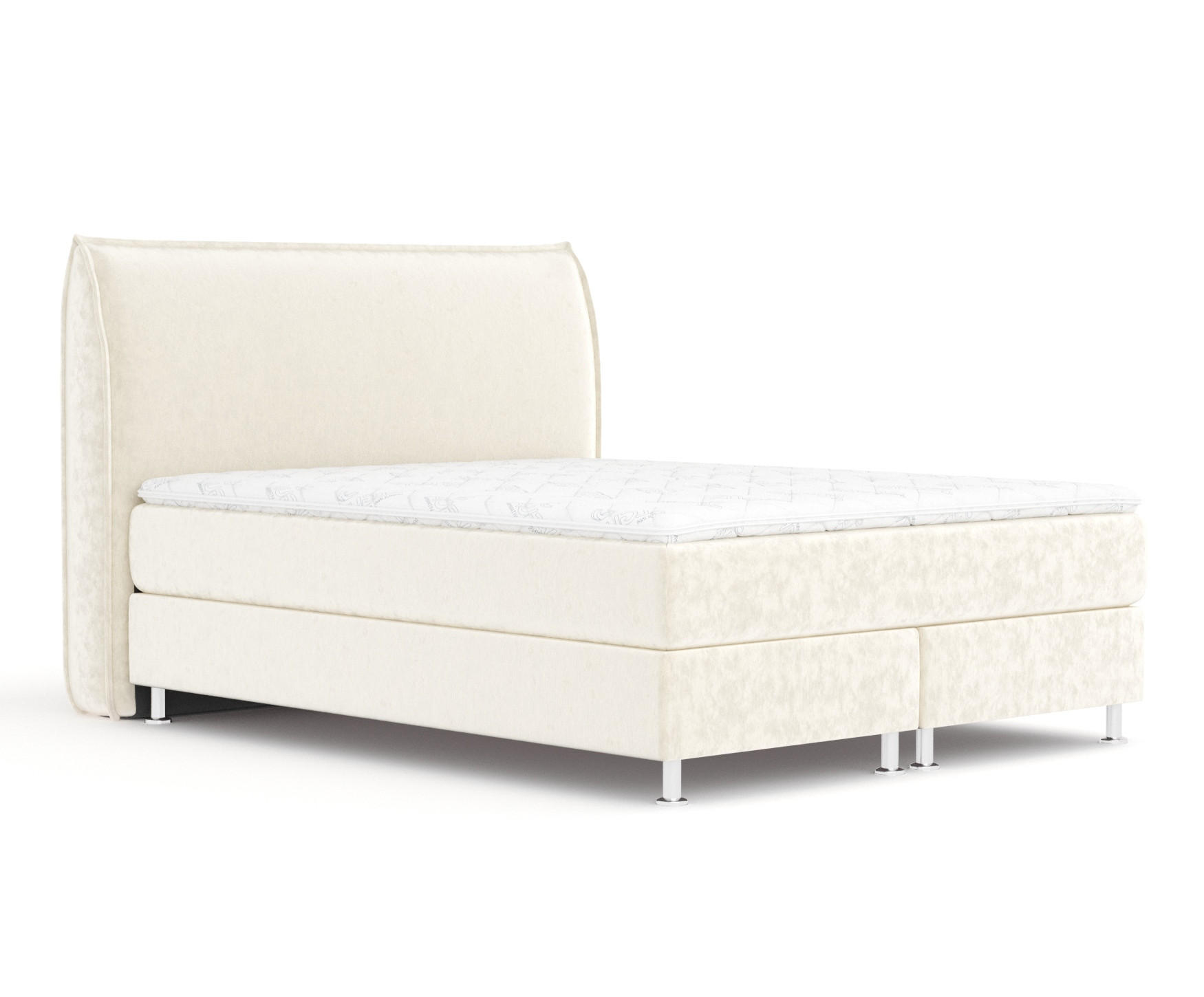 BOXSPRINGBETT Chermin Creme 160/200 cm mit Latex-Topper - Silberfarben/Creme, Holz/Holzwerkstoff (160/200cm) - Maison de Reve