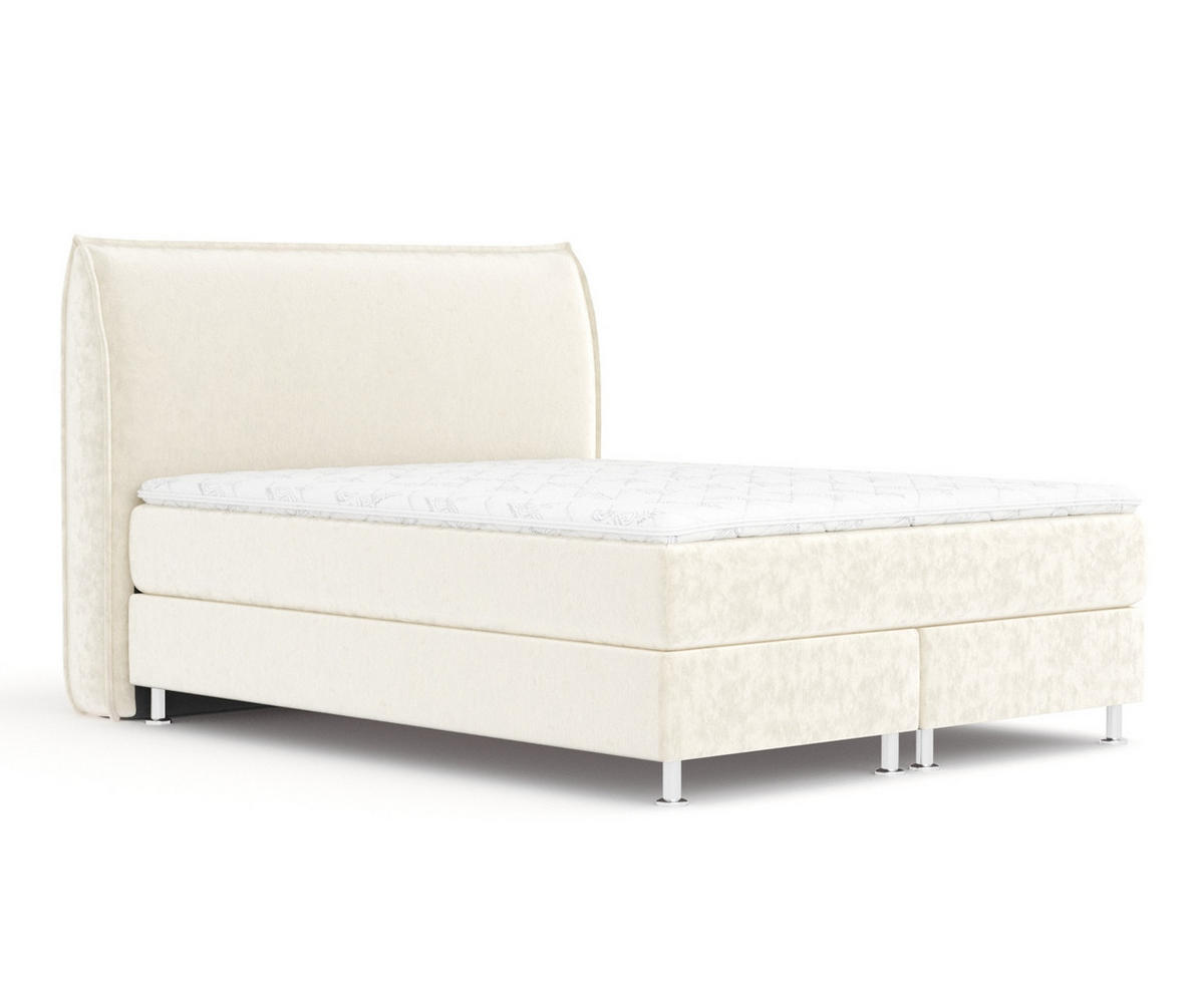 BOXSPRINGBETT Chermin Creme 160/200 cm mit Latex-Topper - Silberfarben/Creme, Holz/Holzwerkstoff (160/200cm) - Maison de Reve