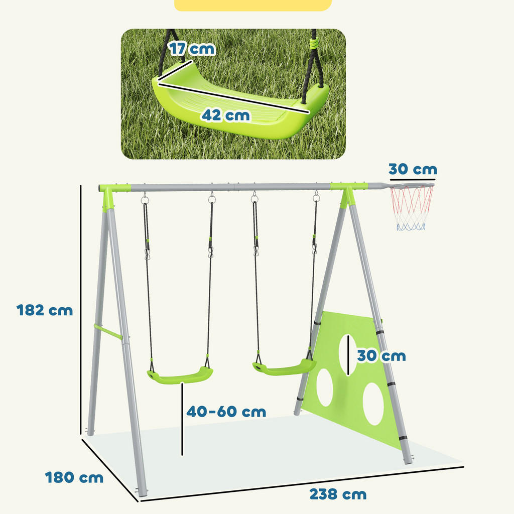 Thumbnail - Aiyaplay Schaukelgestell, Grün, Metall, 180x238 cm, Outdoor Spielzeug
