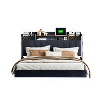 POLSTERBETT 140x200 Grau Leinen LED Stauraum - Grau, Textil (140/200cm) - FLIEKS