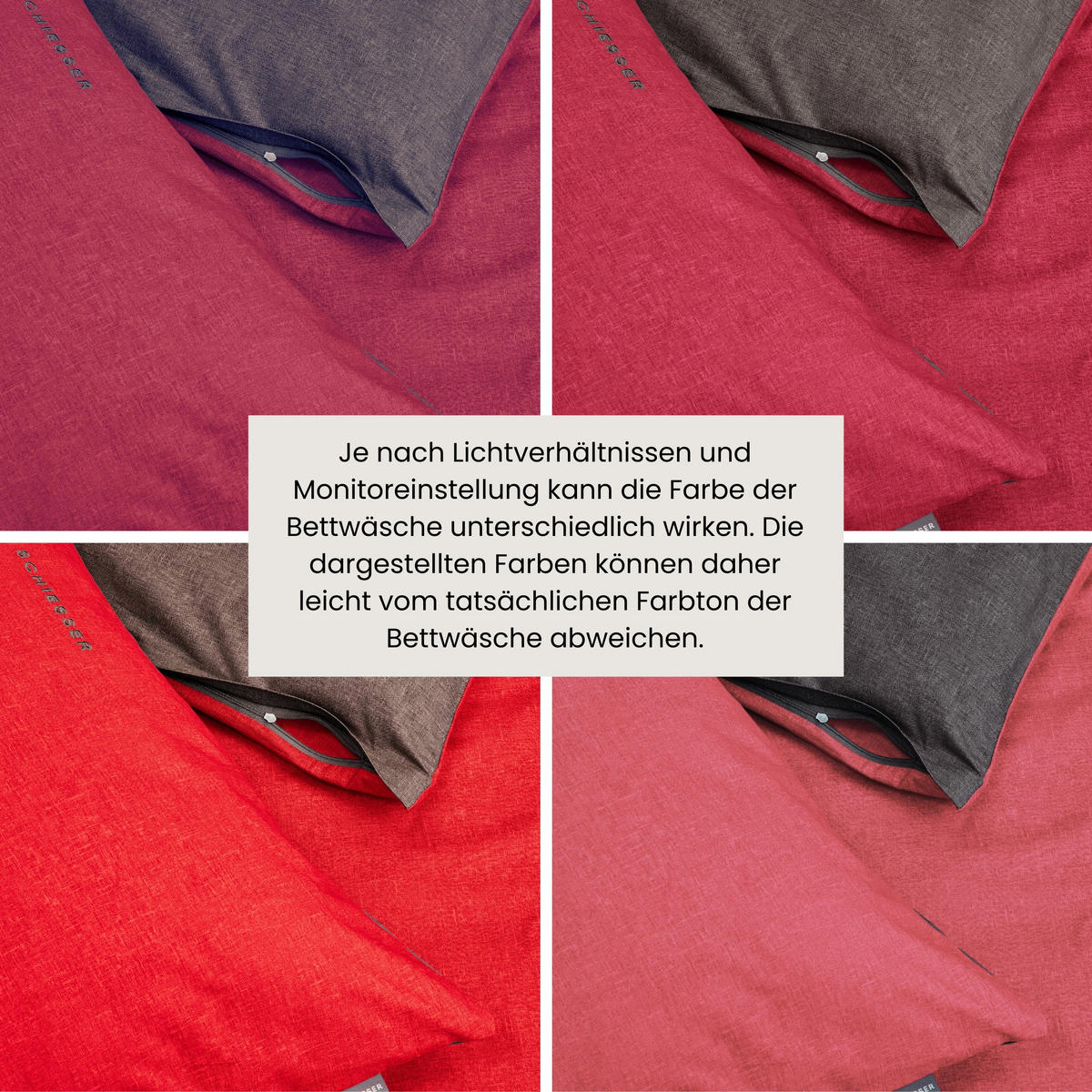 BETTWÄSCHESET Doubleface - Renforcé - 2-teilig - 155 x 220 cm - Rot-Dunkelgrau - Dunkelgrau/Rot, Textil (155/220cm) - SCHIESSER