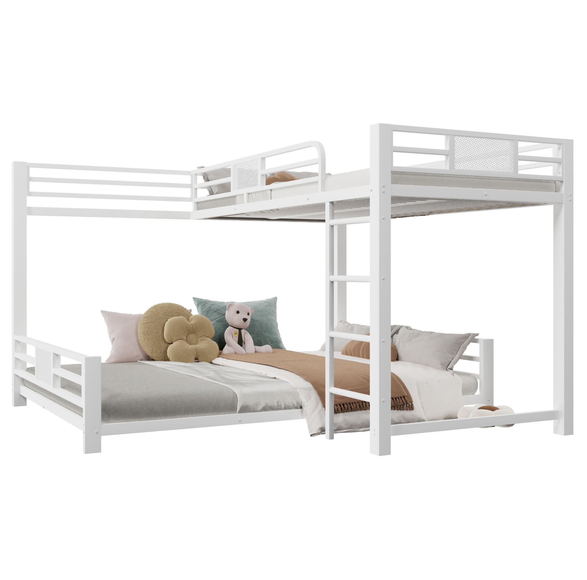 ETAGENBETT 90/200 cm über 140/200 cm, Weiß aus Metall - Weiß, Metall (140/200cm) - MIVRAY