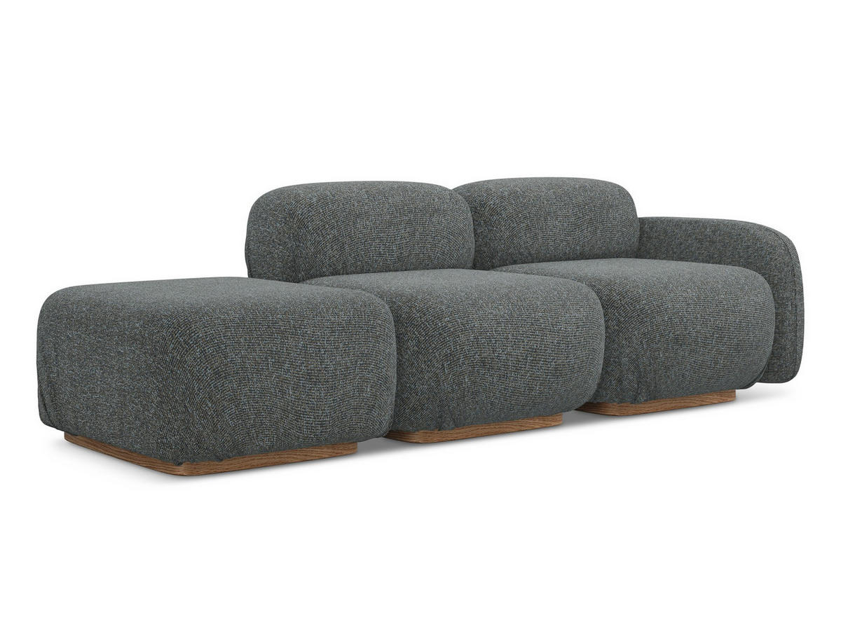 3-SITZER SOFA Links Strukturstoff Stoff Grau - Dunkelgrau/Braun, Holz/Textil (258/73/95cm) - Makamii