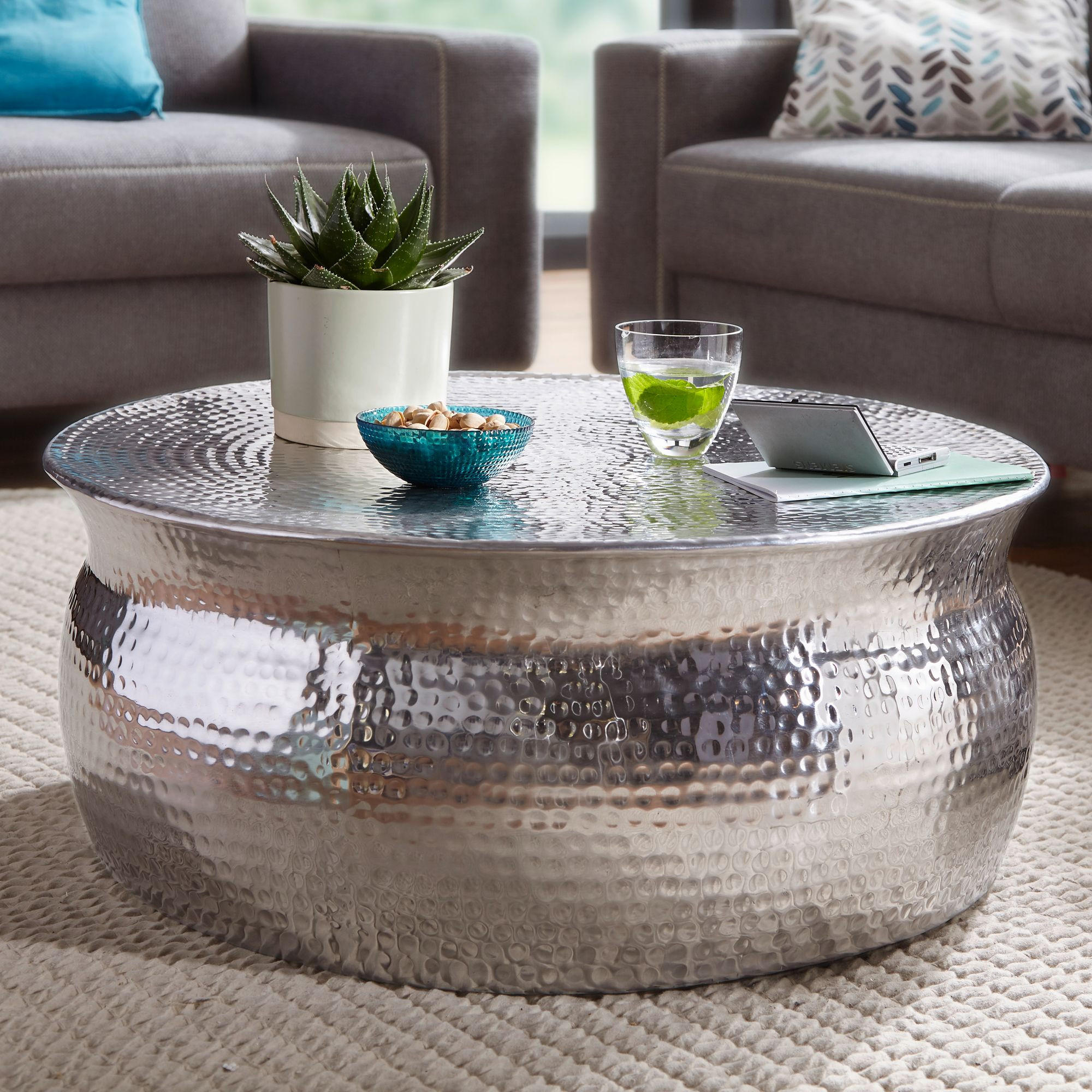 COUCHTISCH rund XENIA Aluminium - Silberfarben, Metall (75/75/31cm) - tinkaro