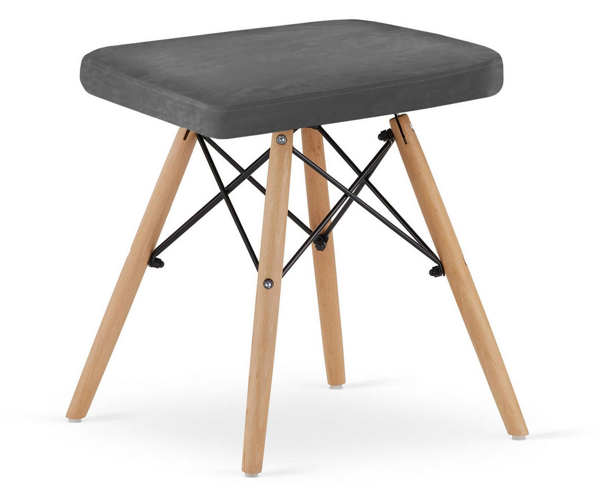 HOCKER 3er Set, Velours in Grau, für Wohnzimmer, Küche oder Büro - Grau, Textil (43/46/33cm) - Best For Home