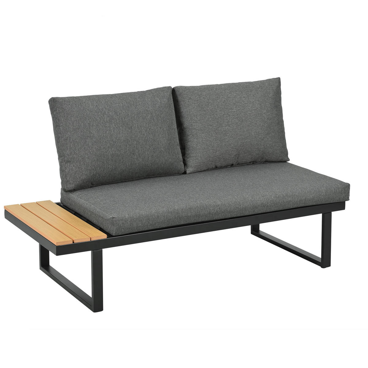 LOUNGEGARNITUR mit Esstisch, Grau + Schwarz - Grau, Metall - KOMHTOM