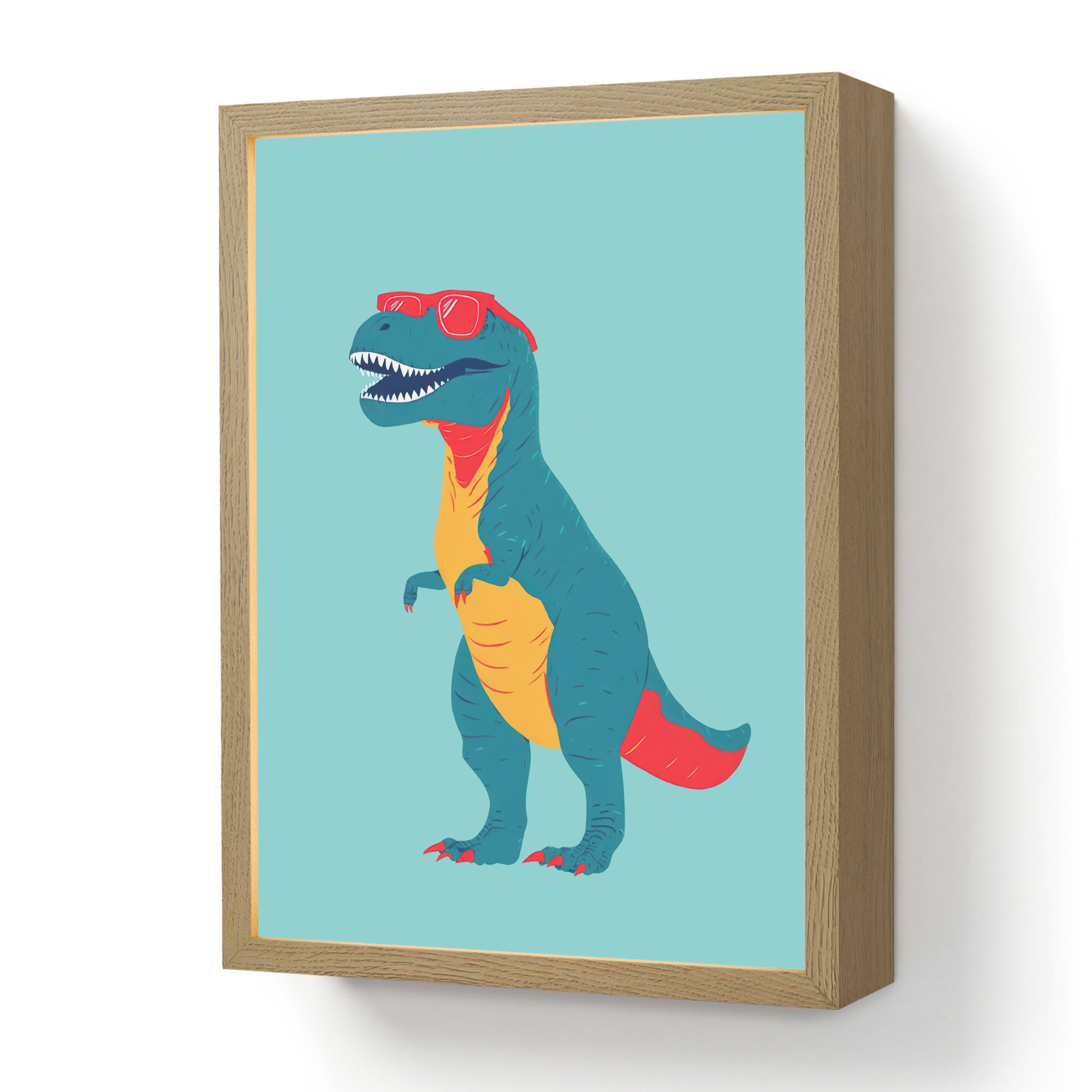 OnlyWow NÁSTĚNNÁ LAMPA S AKUMULÁTOREM Dinosaurus - Modrá - Sluneční brýle 30x40 cm