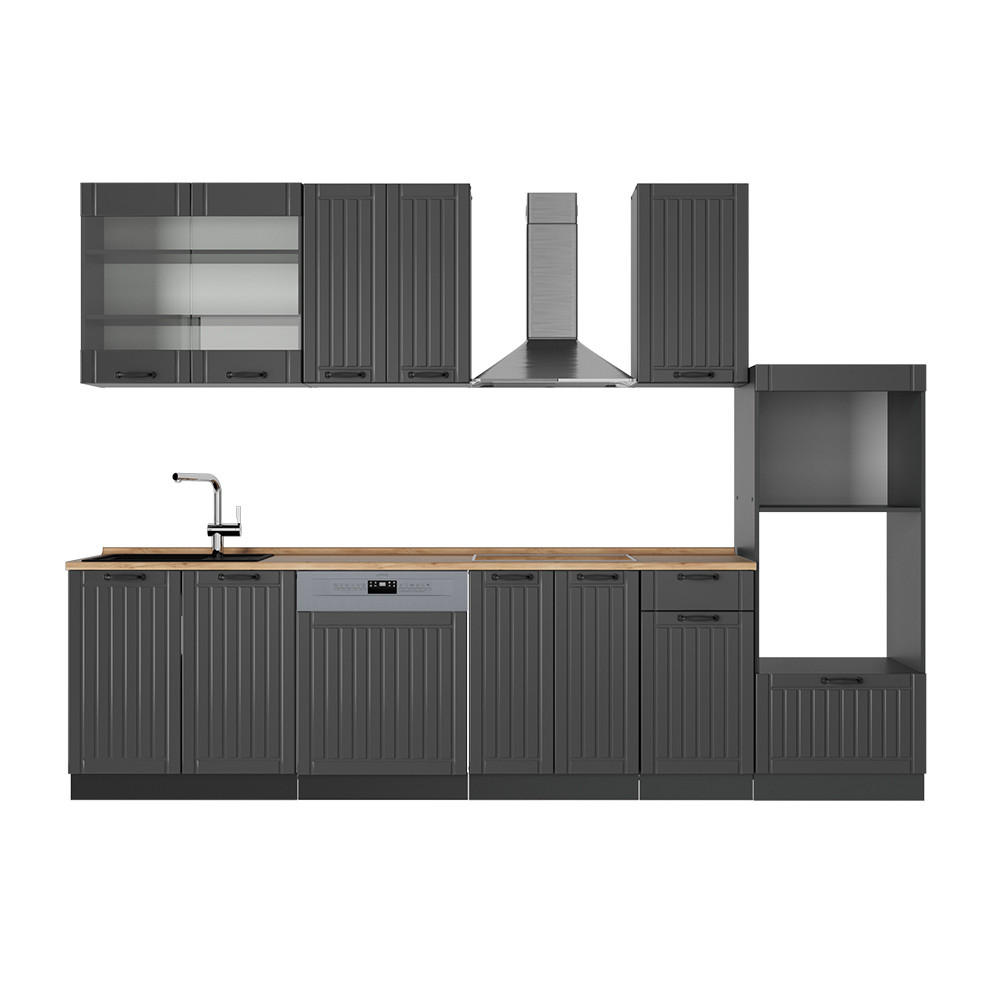 Vicco Küchenzeile Dunkelgrau, Anthrazit 300x153.6x60 cm