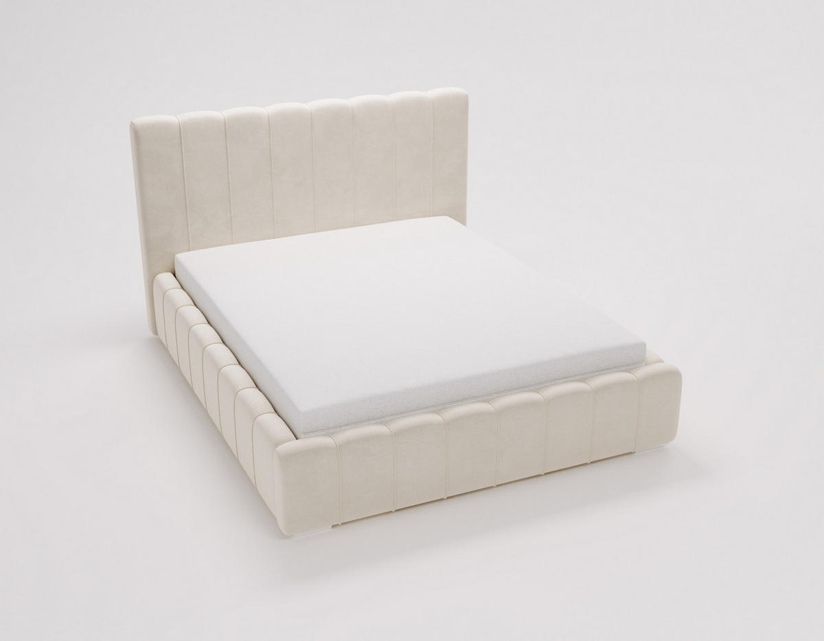POLSTERBETT 160x200 mit Lattenrost, Bettkasten, Lisbon, Creme - Creme, Holz/Textil (160/200cm) - Emporius