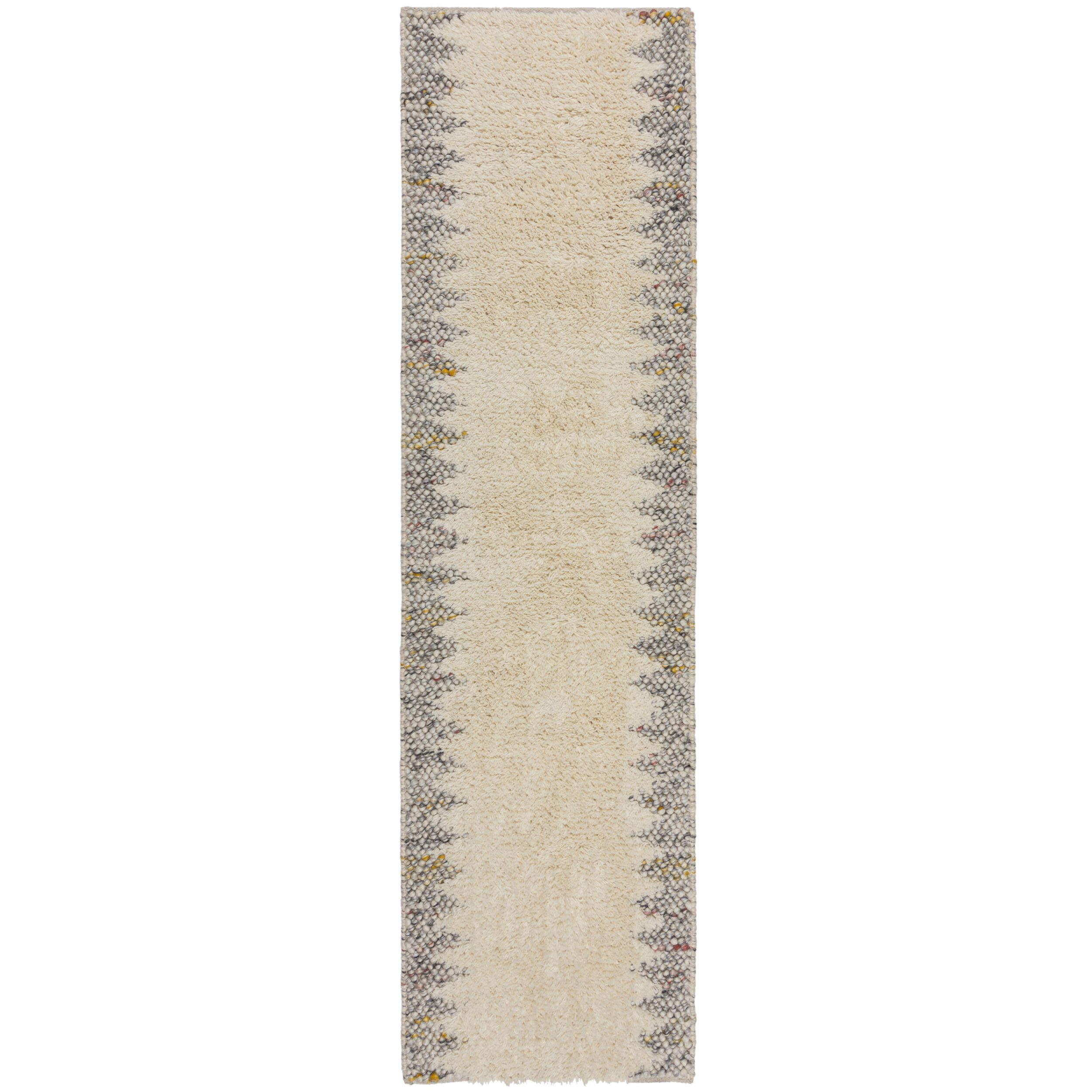 WOLLTEPPICH handgewebt MEDWAY, mit Bordüre, Beige-Grau, 60 x 230 cm - Beige, Textil (60/230cm) - KADIMA DESIGN