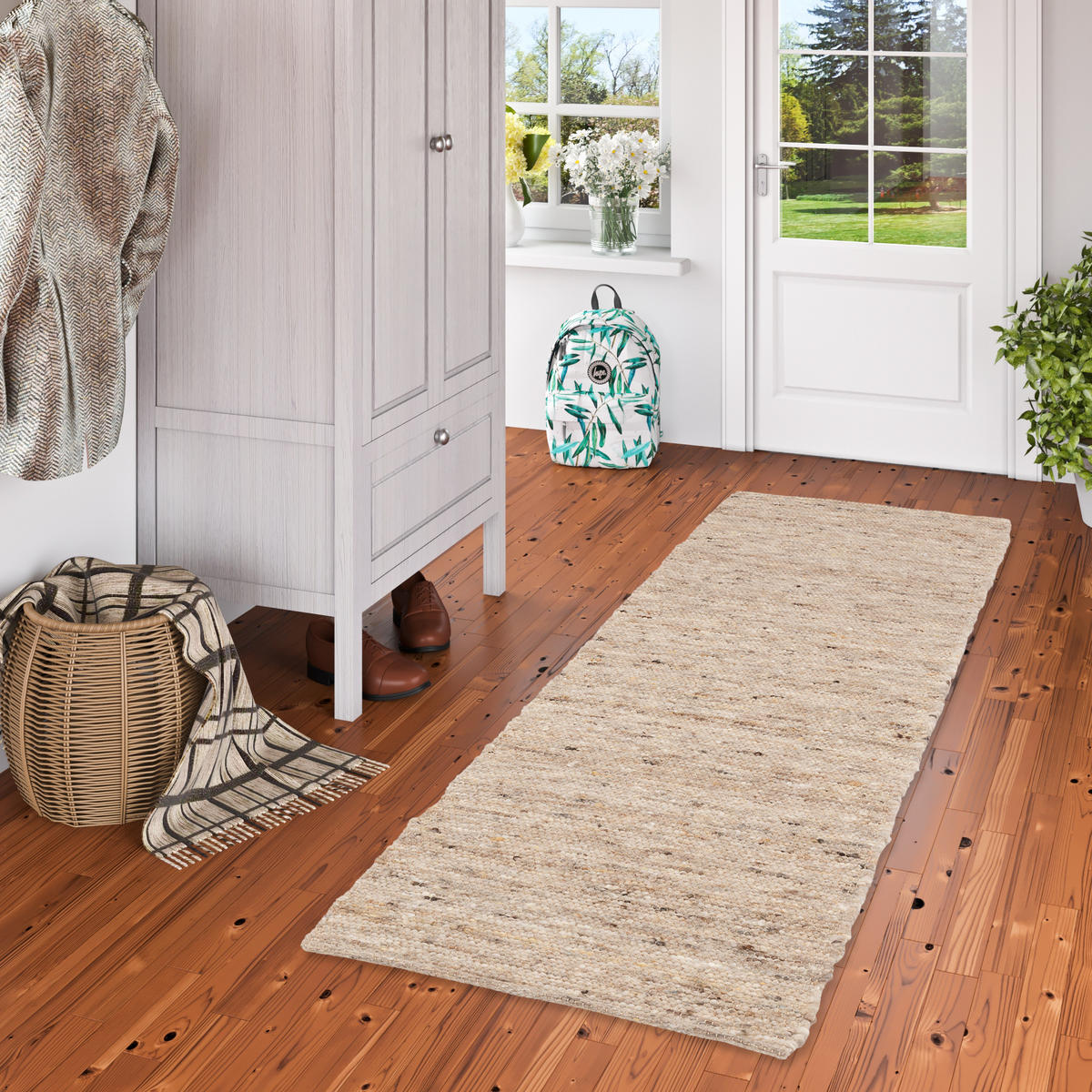 NATUR TEPPICH LÄUFER WOLLE ALASKA MELIERT - Naturfarben, Textil (90/160cm) - Pergamon