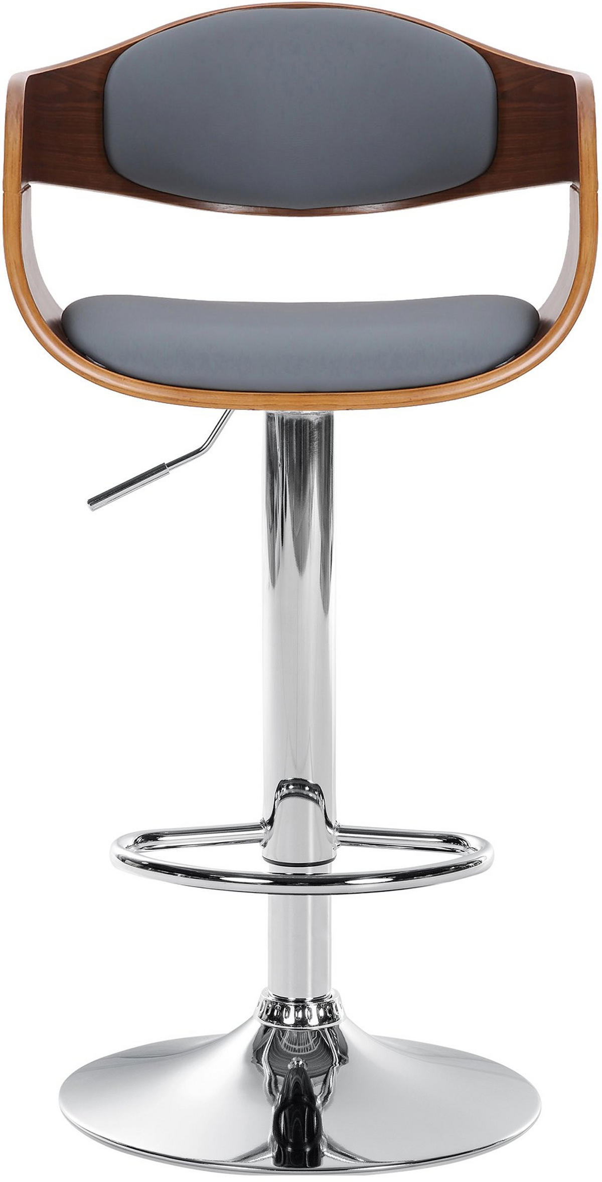 BARHOCKER Lederlook walnuss/grau - Chromfarben/Walnussfarben, Textil/Metall (50/88/48cm) - CLP