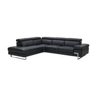 ECKSOFA Opera Echtleder Schwarz - Schwarz, Leder/Metall (218/269cm)