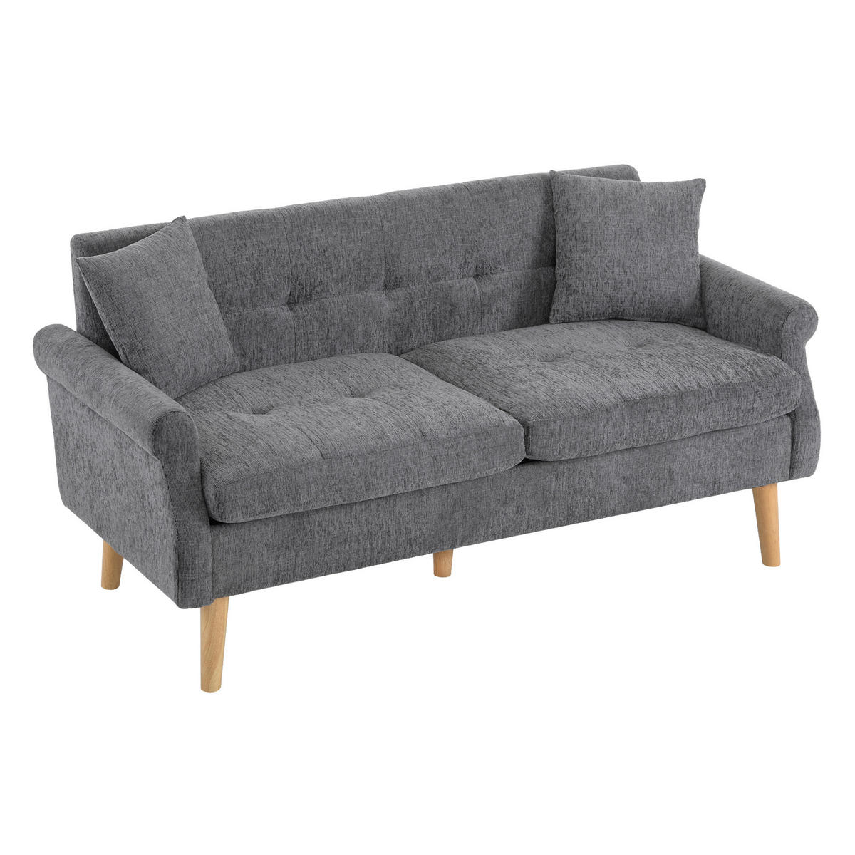 SOFA 2-Sitzer 162 x 74 x 77 cm Chenille Gray - Grau, Kunststoff (162/77/74cm) - Meubliv