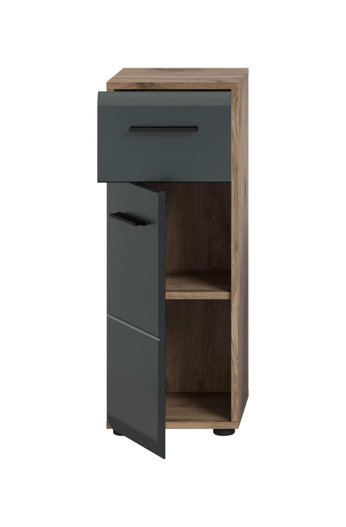 STANDSCHRANK ICE (B/H/T: ca. 30/80/30 cm) in Nox Oak Nachbildung/schwarz matt - Eichefarben, Holz (30/80/30cm)
