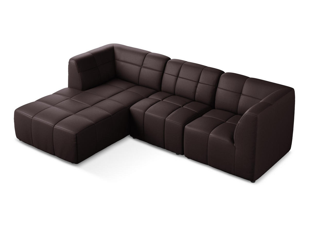 ECKSOFA Links Kunstleder Violett - Pflaume/Schwarz, Holzwerkstoff/Kunststoff (266/175cm) - Makamii