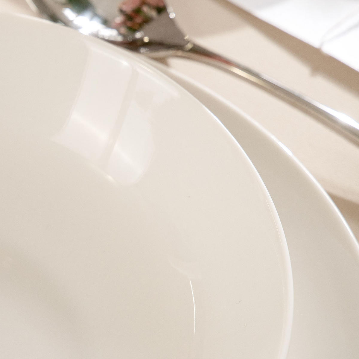TELLER-SET SUPPENTELLERSET AD BELLA 6-tlg ,Porzellan, ecru - Ecru, Keramik (20cm) - KONSIMO®