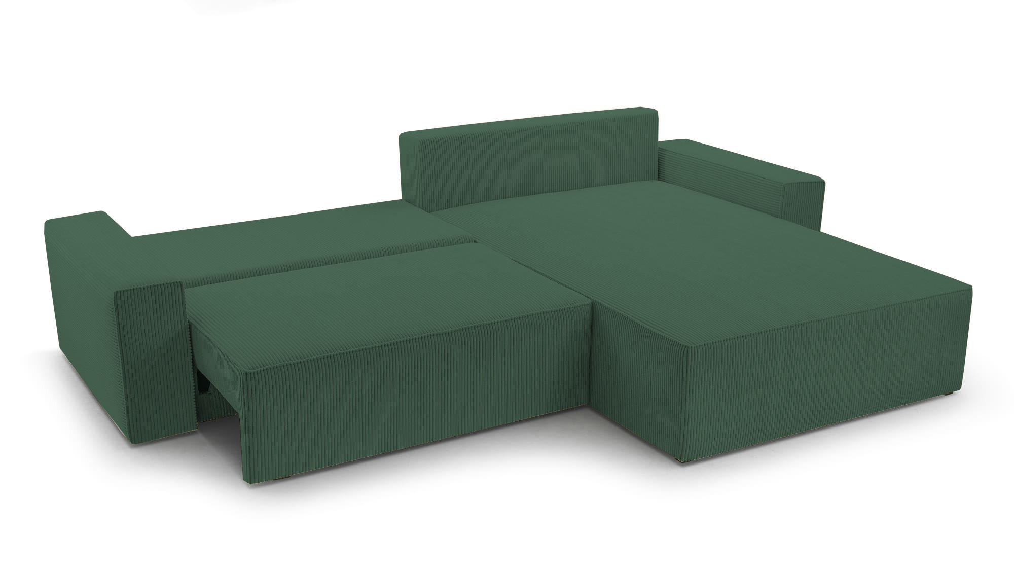 ECKSOFA - Denver L - Dunkelgrün - Dunkelgrün, Holz (290/200cm) - Möblo