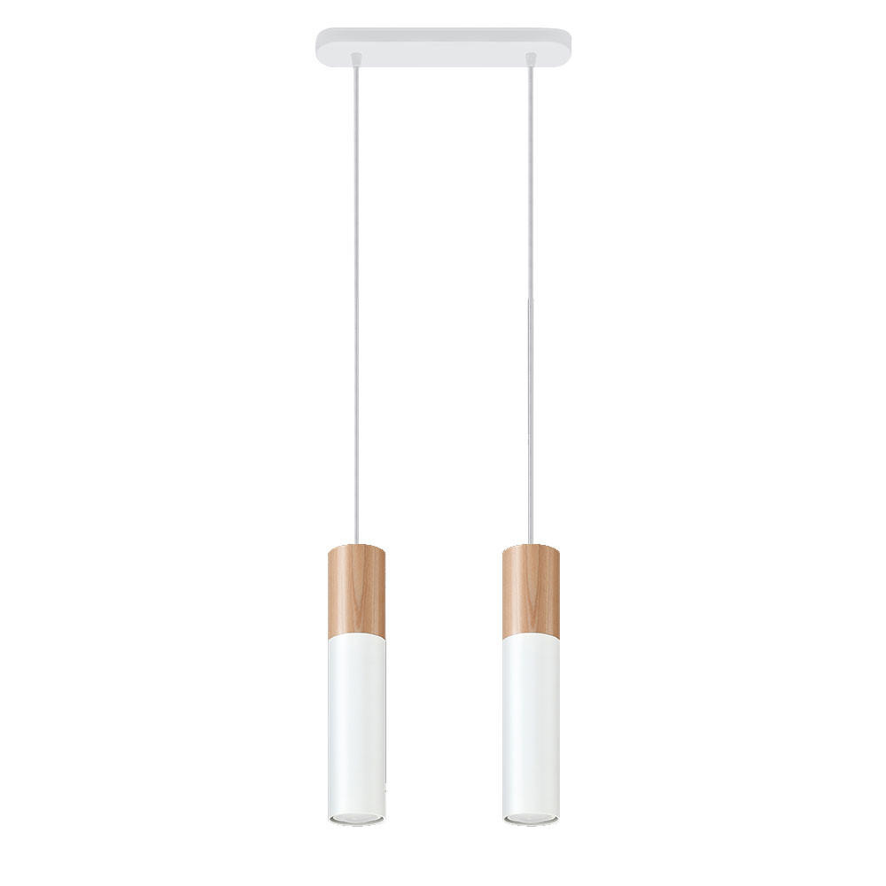 HÄNGELEUCHTE Stahl Weiß Holz Natur - Weiß, Holz (34/6/100cm)