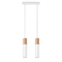 HÄNGELEUCHTE Stahl Weiß Holz Natur - Weiß, Holz (34/6/100cm)