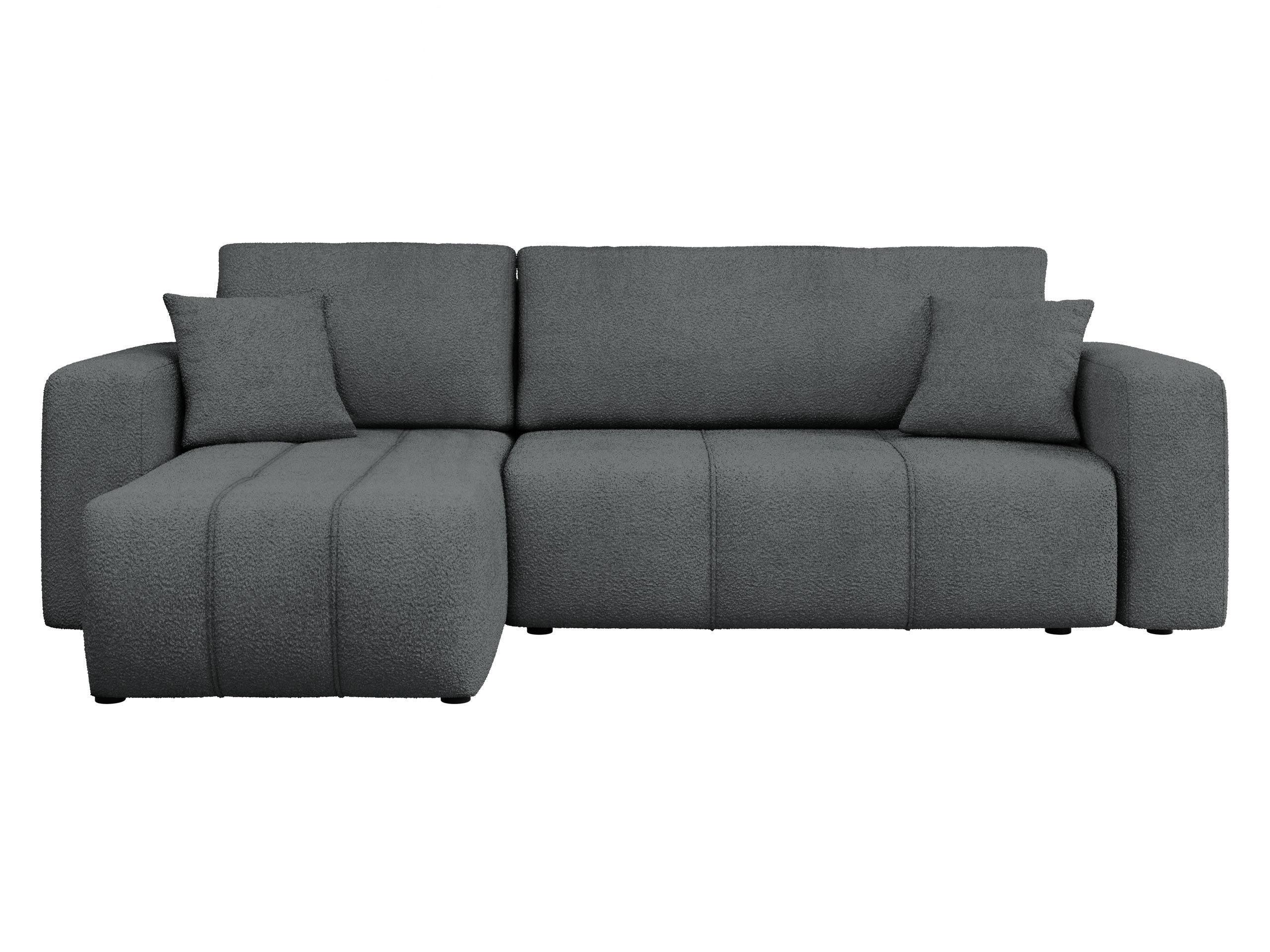 ECKSOFA Furyn Boucle - Dunkelgrau/Schwarz, Holzwerkstoff/Kunststoff (244/145cm) - MIRJAN24