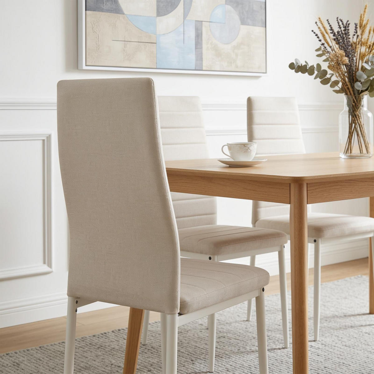 ESSZIMMERSTÜHLE NATHALIE 4er-Set cremeweiß - Creme, Textil/Metall (43/100/50cm) - IDIMEX