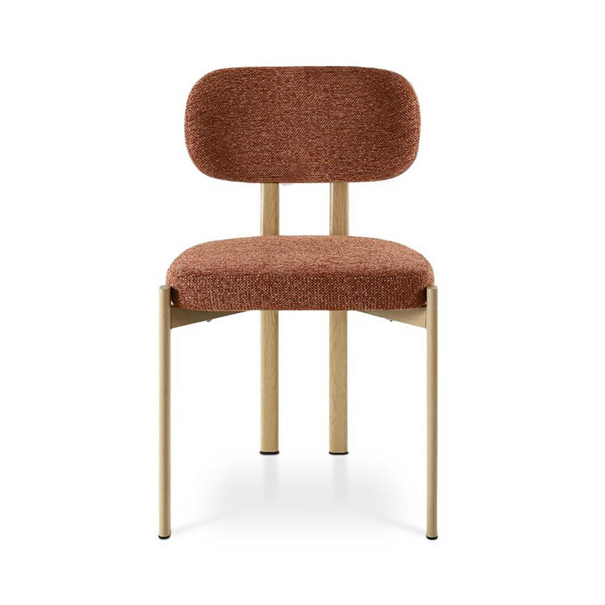 STÜHLE 4er-Set gepolstert skandinavisch mit terrakottafarbenem Chenille-Stoff und Beinen aus Metall in Eichenoptik – MIA - Terracotta/Schwarz, Textil/Metall (46.5/82/47.5cm) - Sicaan