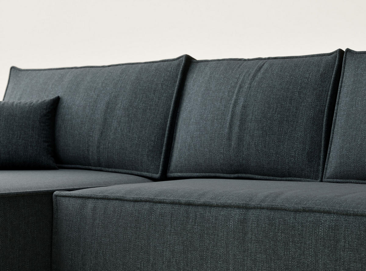 ECKSOFA Maze Türkis Webstoff - Links Seite - Türkis/Schwarz, Holz/Holzwerkstoff (185/294cm) - Maison de Reve