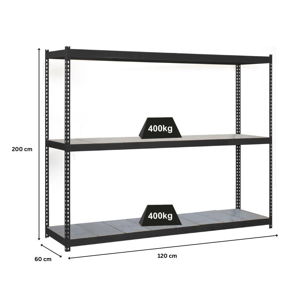 SCHWERLASTREGAL METAL YETI THREE | HxBxT 200x120x60cm | Fachlast 400kg | Anthrazit - Anthrazit, Metall (120/200/60cm) - PROREGAL