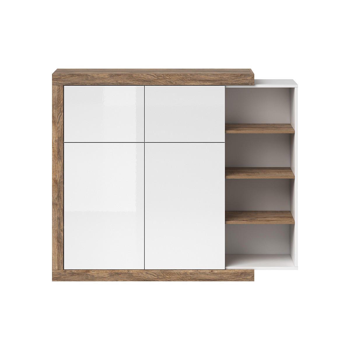 SIDEBOARD Azior Weiß und Holz - Weiß, Holzwerkstoff (150.7/127.7/40cm) - Petits-meubles