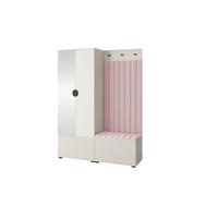 GARDEROBE Ritmo version 1 mit Spiegel, mit POLSTERPANEELEN ROSA - Beige/Rosa, Holzwerkstoff (140/185/40cm) - Jerpax